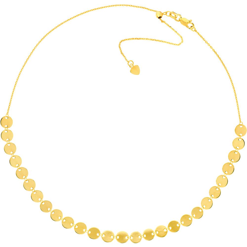 Olas d'Oro - 14K Yellow Gold Full Disc Station Adjustable Choker - 5.03g