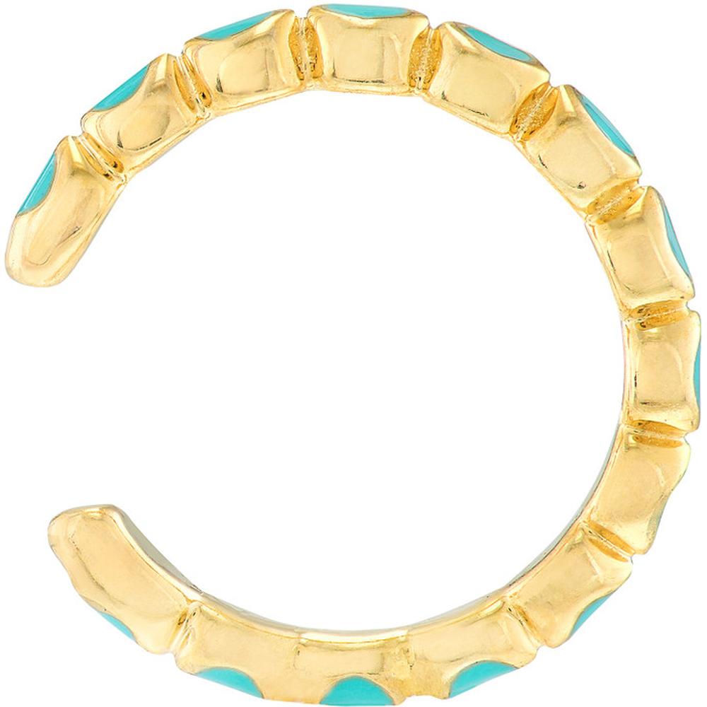 Olas d'Oro - 14K Yellow Gold Full Turquoise Enamel Bezel Earring Cuffs