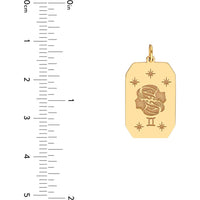 Olas d'Oro - 14K Yellow Gold Gemini Engraved Pendant with Twin Profiles - Zodiac Astrology Design