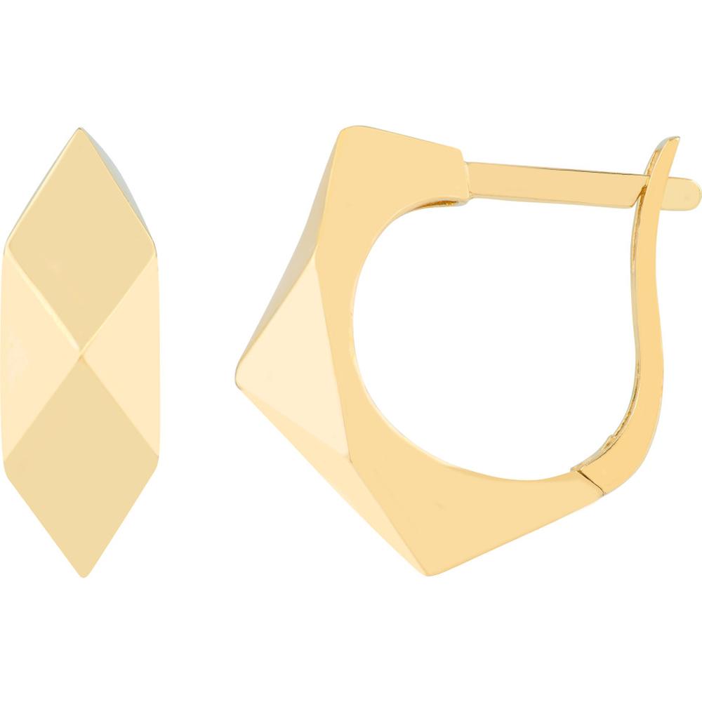 Olas d'Oro - 14K Yellow Gold Geometric Dome Earrings with Lever Back Closure - 3.90g Total Weight