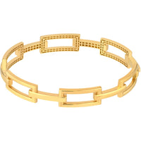 Olas d'Oro - 14K Yellow Gold Geometric Rectangular Link Bangle Bracelet - Modern Fashion Jewelry