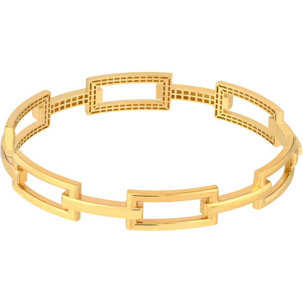 Olas d'Oro - 14K Yellow Gold Geometric Rectangular Link Bangle Bracelet - Modern Fashion Jewelry