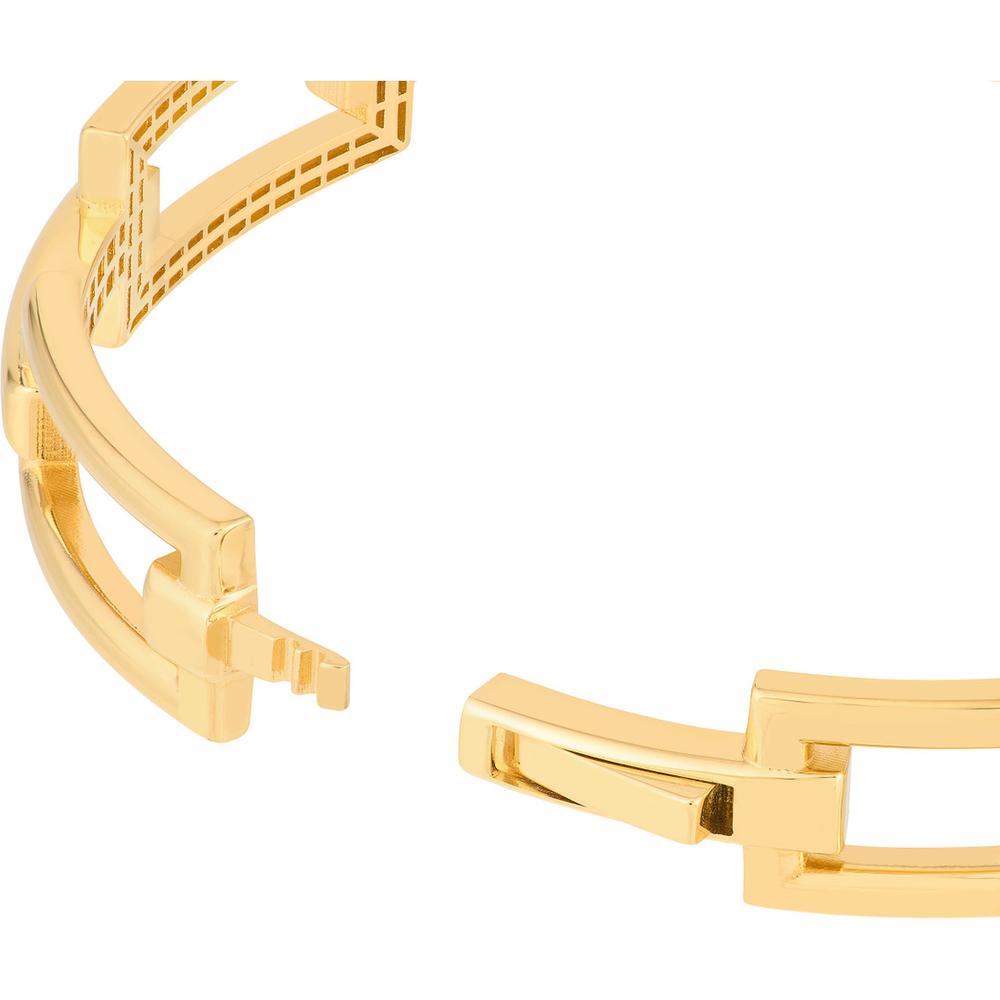 Olas d'Oro - 14K Yellow Gold Geometric Rectangular Link Bangle Bracelet - Modern Fashion Jewelry