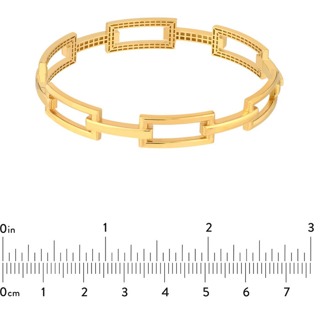 Olas d'Oro - 14K Yellow Gold Geometric Rectangular Link Bangle Bracelet - Modern Fashion Jewelry