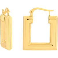 Olas d'Oro - 14K Yellow Gold Geometric Square Polished Puff Earrings - 2.51 Grams