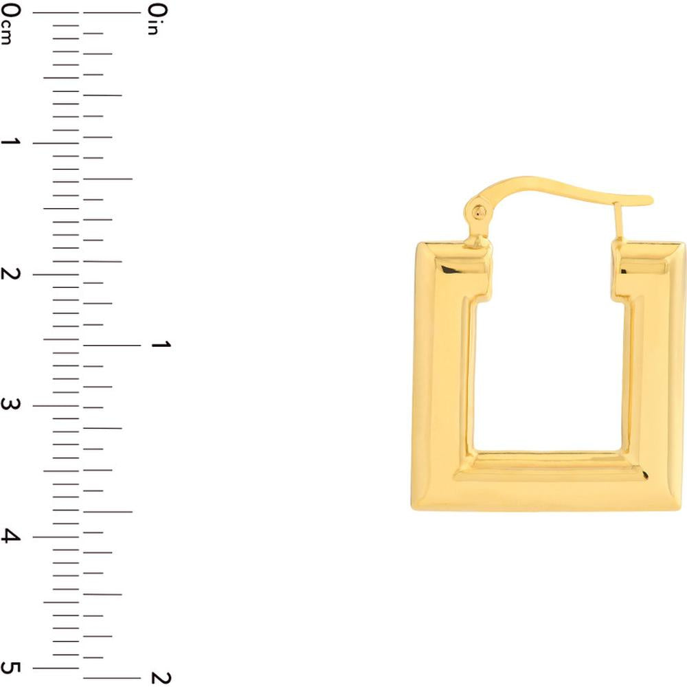 Olas d'Oro - 14K Yellow Gold Geometric Square Polished Puff Earrings - 2.51 Grams