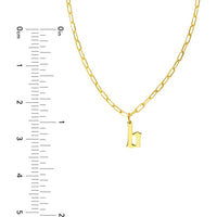 Olas d'Oro - 14K Yellow Gold Gothic Initial Paper Clip Necklace with Adjustable 16-18 inch Chain