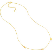 Olas d'Oro - 14K Yellow Gold Gothic Initials Station Necklace with Adjustable 2-Inch Chain