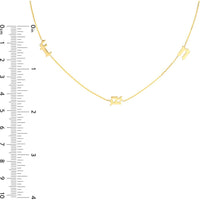Olas d'Oro - 14K Yellow Gold Gothic Initials Station Necklace with Adjustable 2-Inch Chain