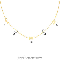 Olas d'Oro - 14K Yellow Gold Gothic Initials Station Necklace with Adjustable 2-Inch Chain