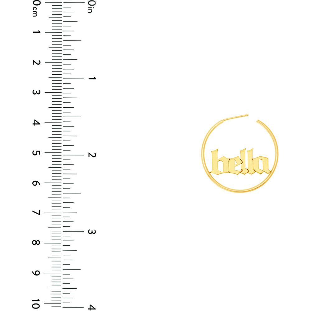 Olas d'Oro - 14K Yellow Gold Gothic Nameplate Hoop Earrings - Customizable
