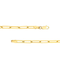 Olas d'Oro - 14K Yellow Gold Gothic Nameplate Paper Clip Necklace with Bezel-Set Diamond - 0.02 Carat Total Diamond Weight