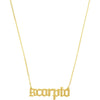 Olas d'Oro - 14K Yellow Gold Gothic Scorpio Nameplate Necklace - 2.00g Total Weight