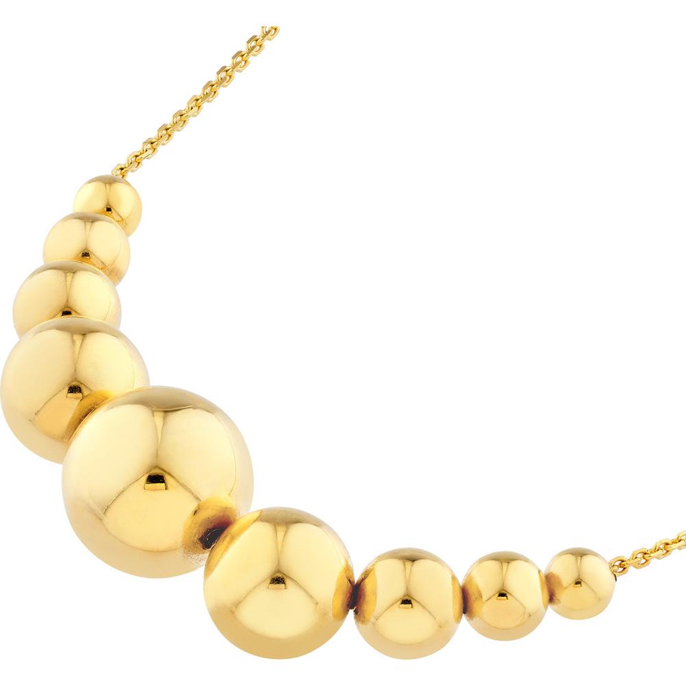 Olas d'Oro - 14K Yellow Gold Gradient Round Bead Necklace - 6.90g