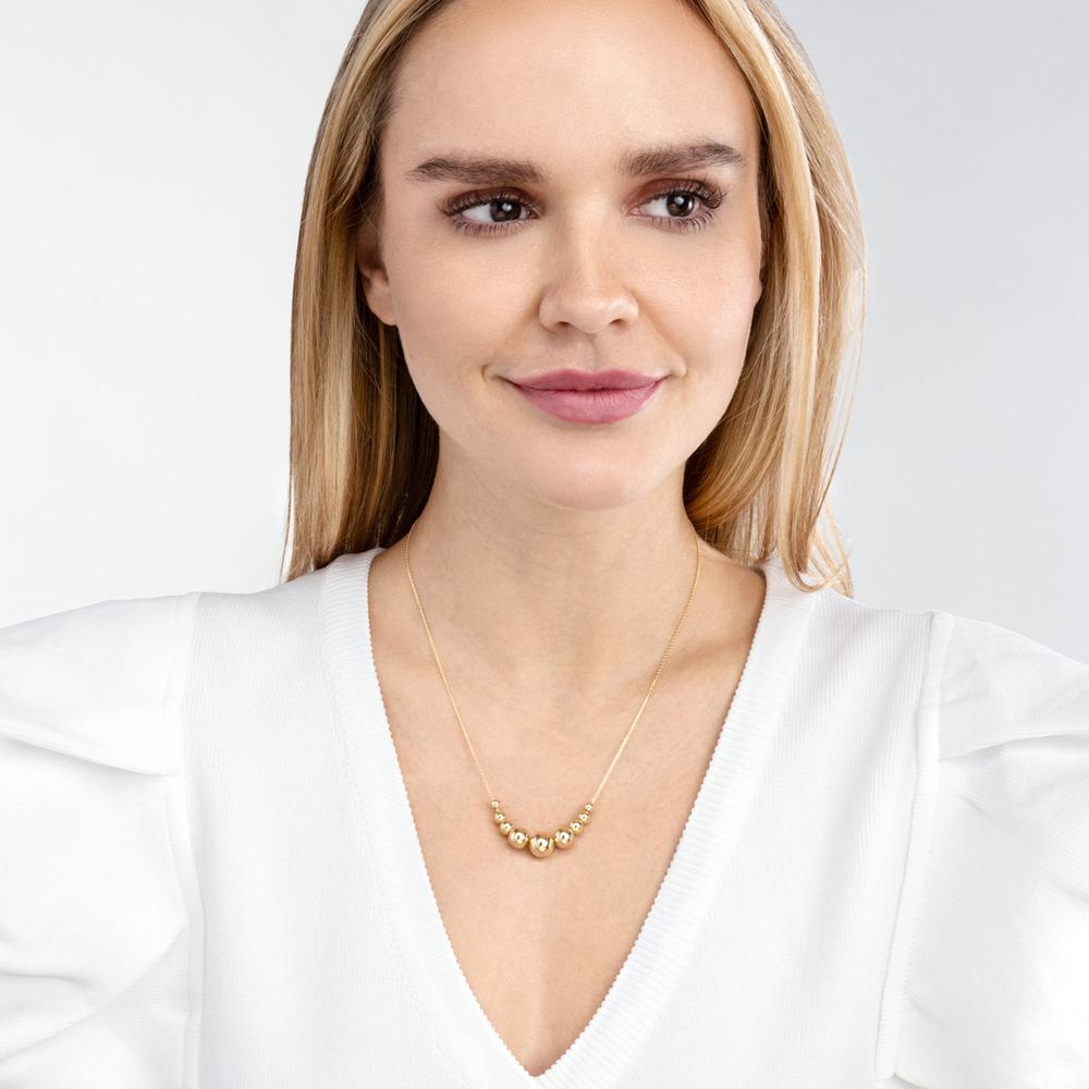 Olas d'Oro - 14K Yellow Gold Gradient Round Bead Necklace - 6.90g