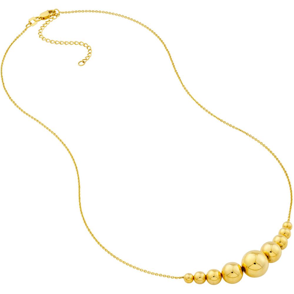 Olas d'Oro - 14K Yellow Gold Gradient Round Bead Necklace - 6.90g