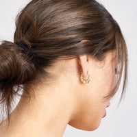 Olas d'Oro - 14K Yellow Gold Graduated Bamboo Puff Hoop Earrings - 2.10g Total Weight