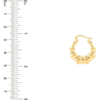 Olas d'Oro - 14K Yellow Gold Graduated Bamboo Puff Hoop Earrings - 2.10g Total Weight