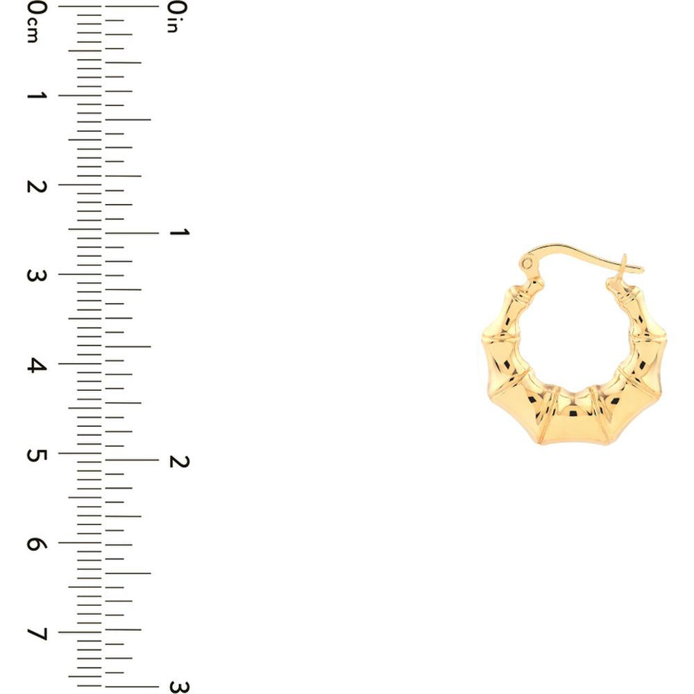Olas d'Oro - 14K Yellow Gold Graduated Bamboo Puff Hoop Earrings - 2.10g Total Weight