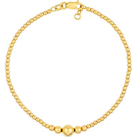 Olas d'Oro - 14K Yellow Gold Graduated Bead Adjustable Bracelet with Lobster Clasp - 3.66g