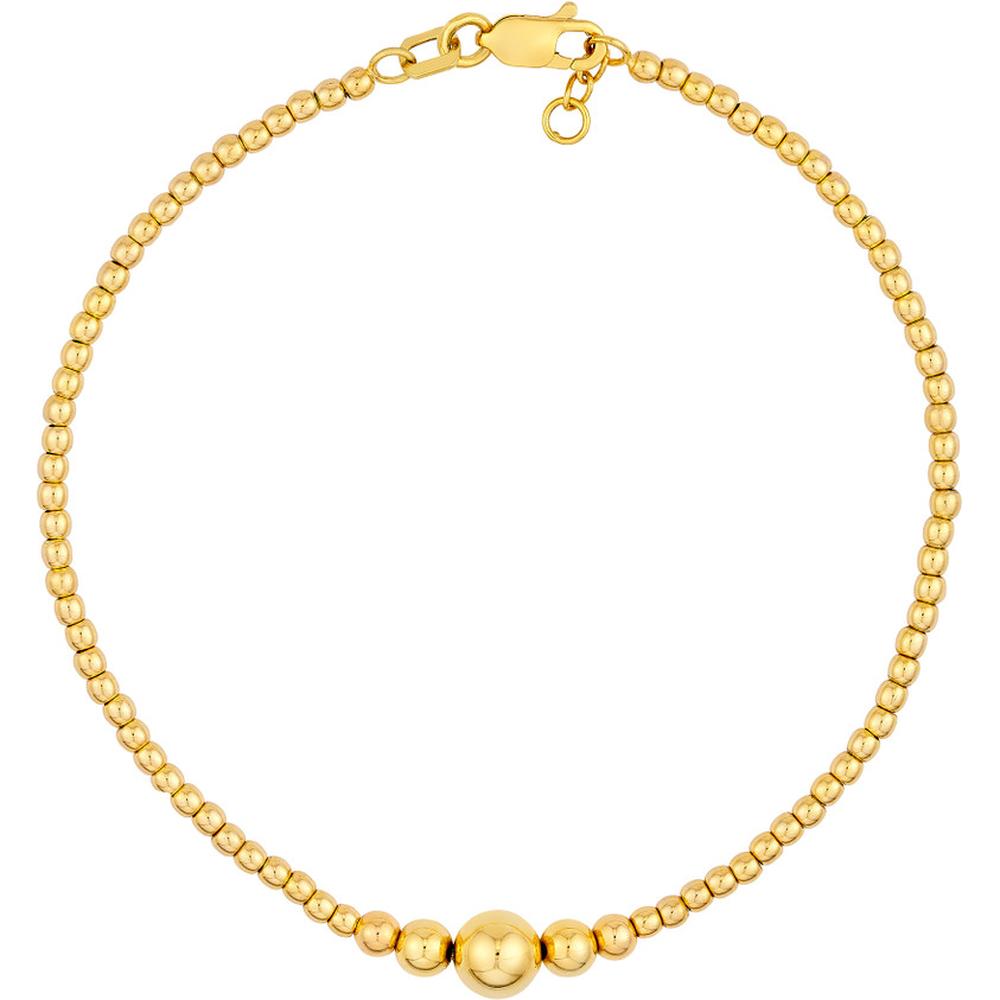Olas d'Oro - 14K Yellow Gold Graduated Bead Adjustable Bracelet with Lobster Clasp - 3.66g