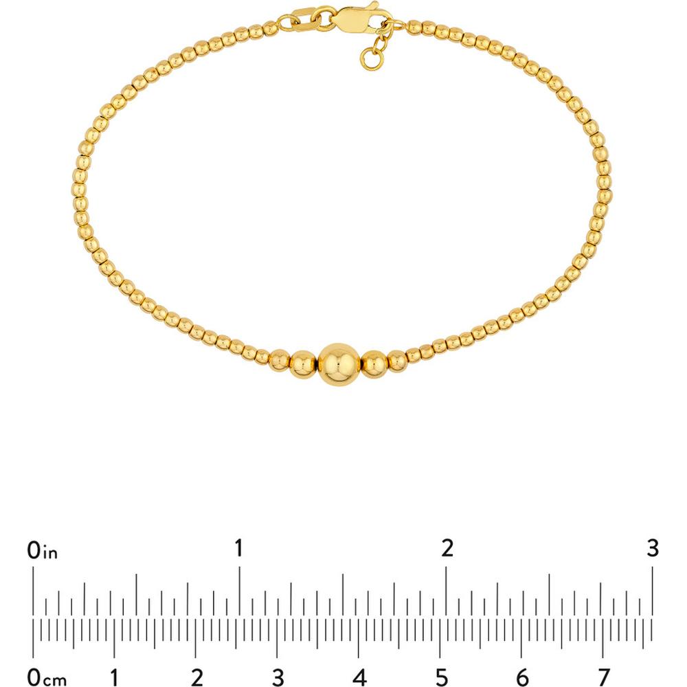 Olas d'Oro - 14K Yellow Gold Graduated Bead Adjustable Bracelet with Lobster Clasp - 3.66g