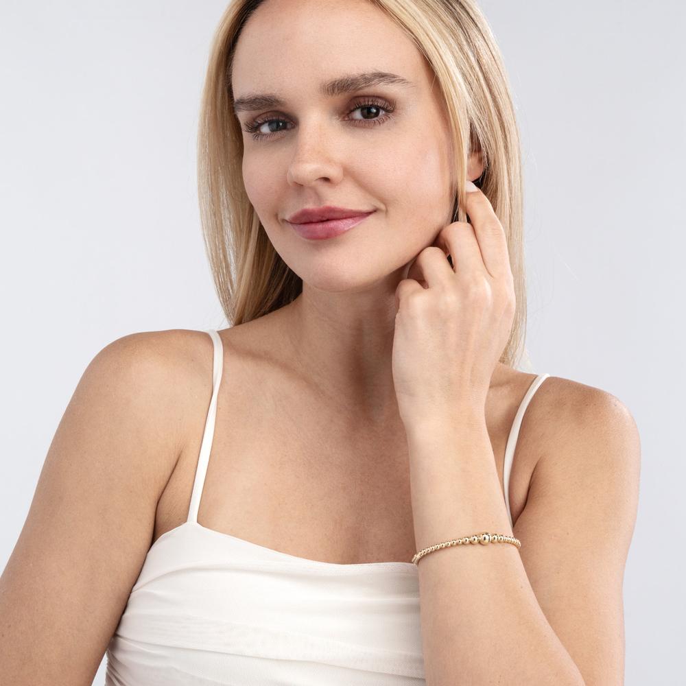 Olas d'Oro - 14K Yellow Gold Graduated Bead Bangle - 11.07g Weight