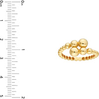 Olas d'Oro - 14K Yellow Gold Graduated Bead Bypass Ring - Size 7
