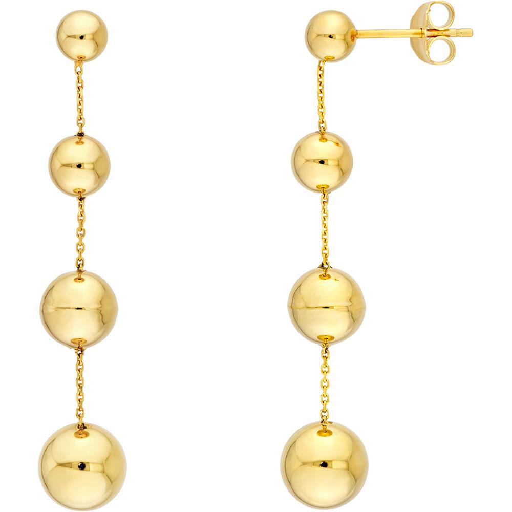 Olas d'Oro - 14K Yellow Gold Graduated Bead Chain Dangle Earrings