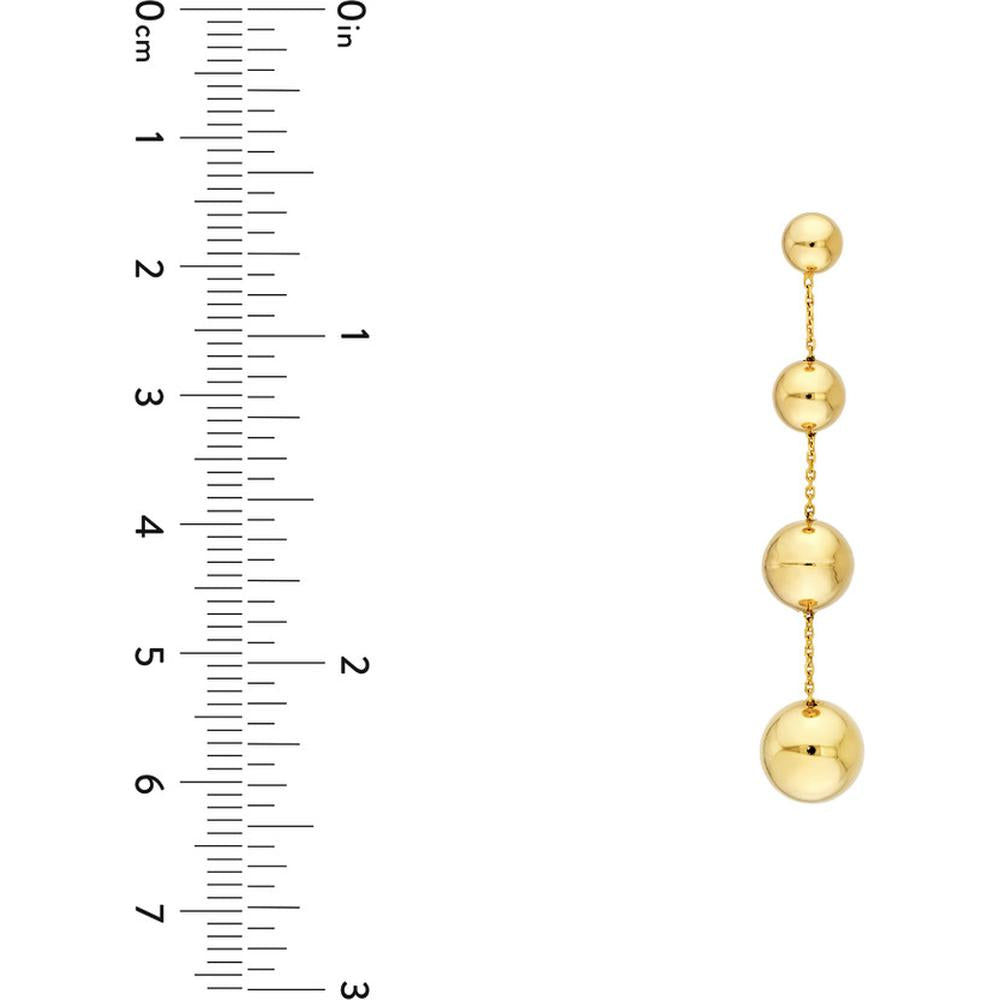 Olas d'Oro - 14K Yellow Gold Graduated Bead Chain Dangle Earrings