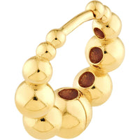 Olas d'Oro - 14K Yellow Gold Graduated Bead Hoop Earrings with Hinge Closure
