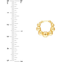 Olas d'Oro - 14K Yellow Gold Graduated Bead Hoop Earrings with Hinge Closure