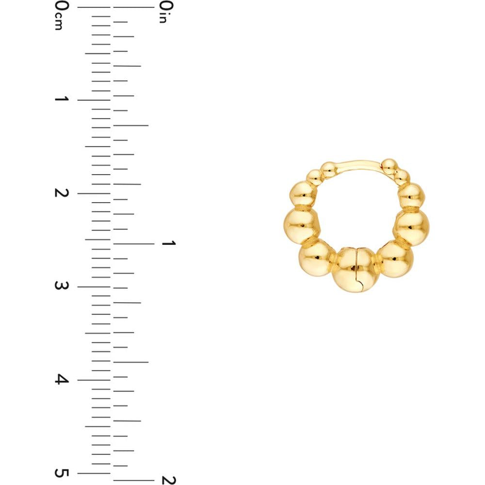 Olas d'Oro - 14K Yellow Gold Graduated Bead Hoop Earrings with Hinge Closure