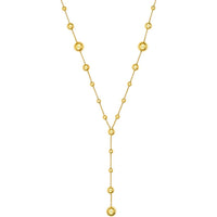 Olas d'Oro - 14K Yellow Gold Graduated Bead Lariat Necklace with Pear Shape Lobster Clasp - 10.70g