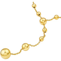 Olas d'Oro - 14K Yellow Gold Graduated Bead Lariat Necklace with Pear Shape Lobster Clasp - 10.70g