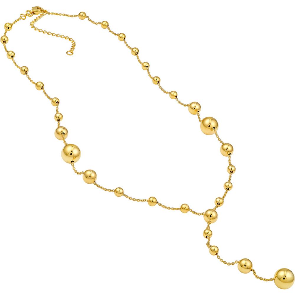 Olas d'Oro - 14K Yellow Gold Graduated Bead Lariat Necklace with Pear Shape Lobster Clasp - 10.70g