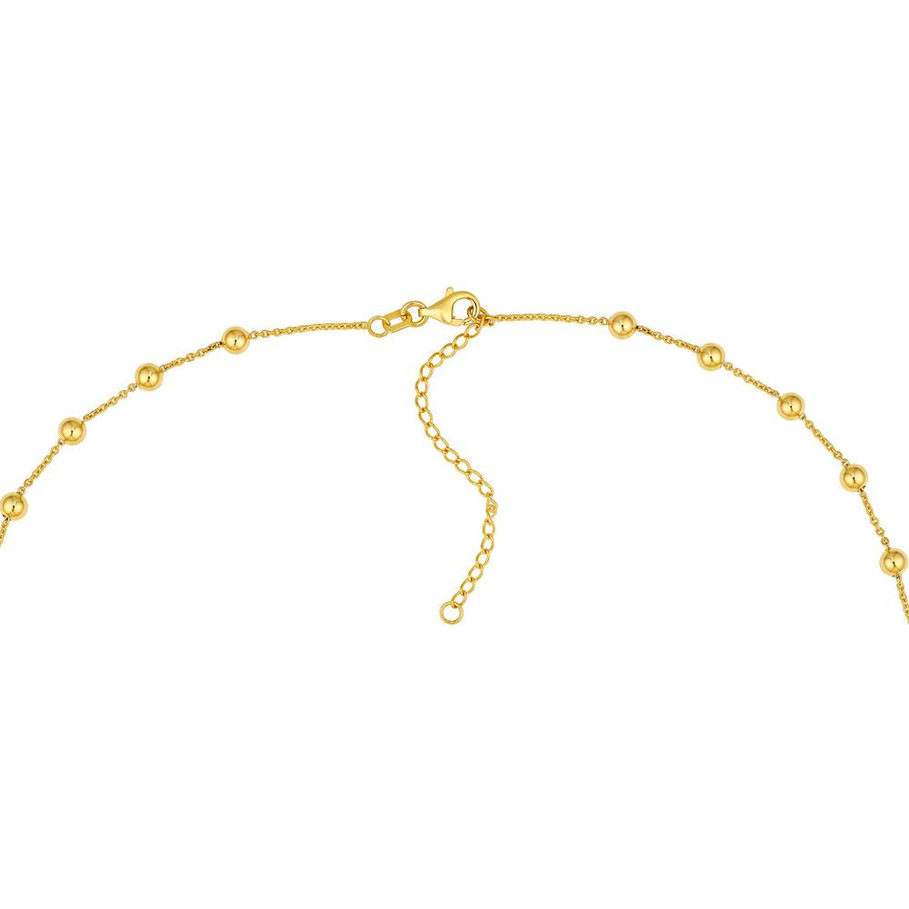 Olas d'Oro - 14K Yellow Gold Graduated Bead Lariat Necklace with Pear Shape Lobster Clasp - 10.70g