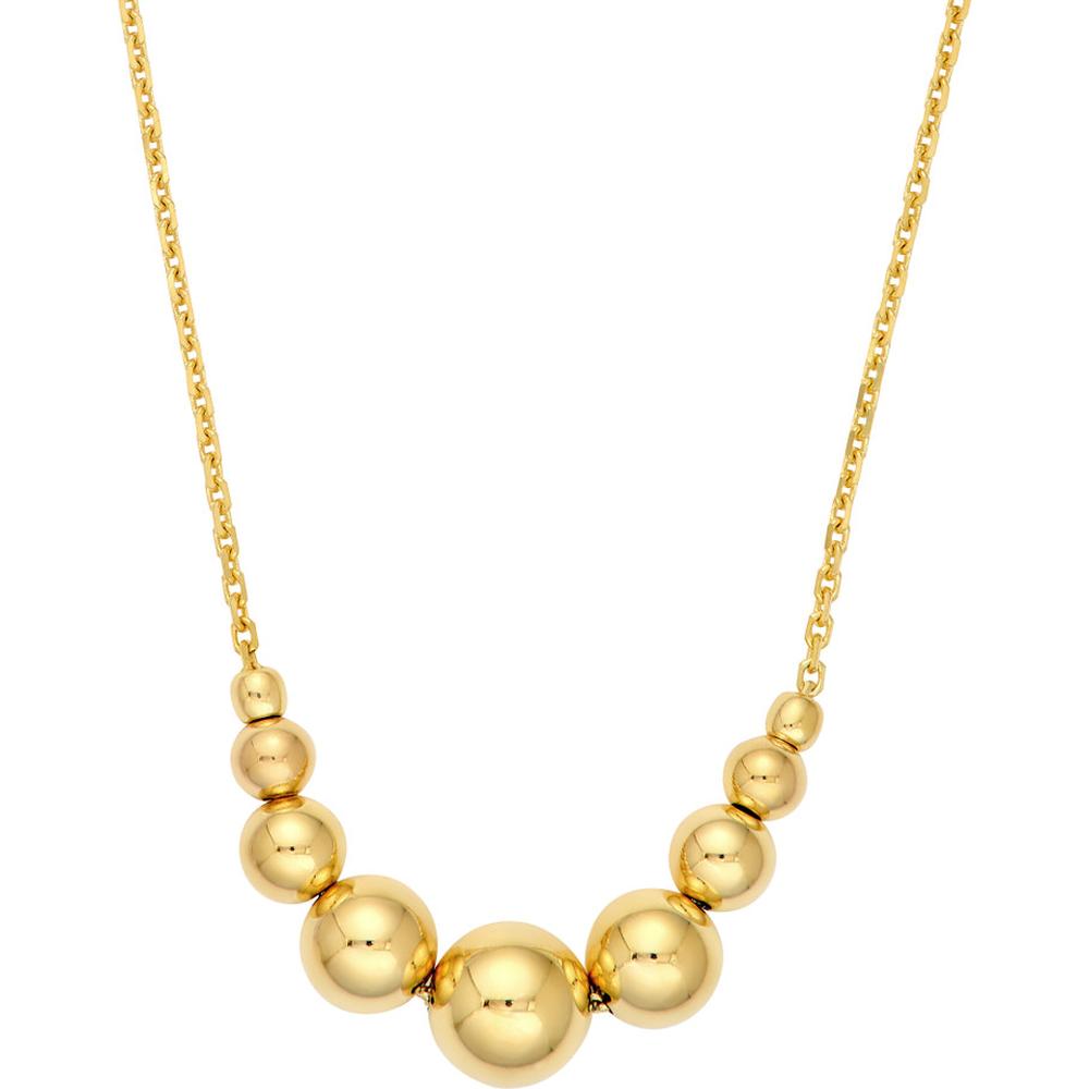 Olas d'Oro - 14K Yellow Gold Graduated Bead Necklace with Lobster Lock - 3.24g