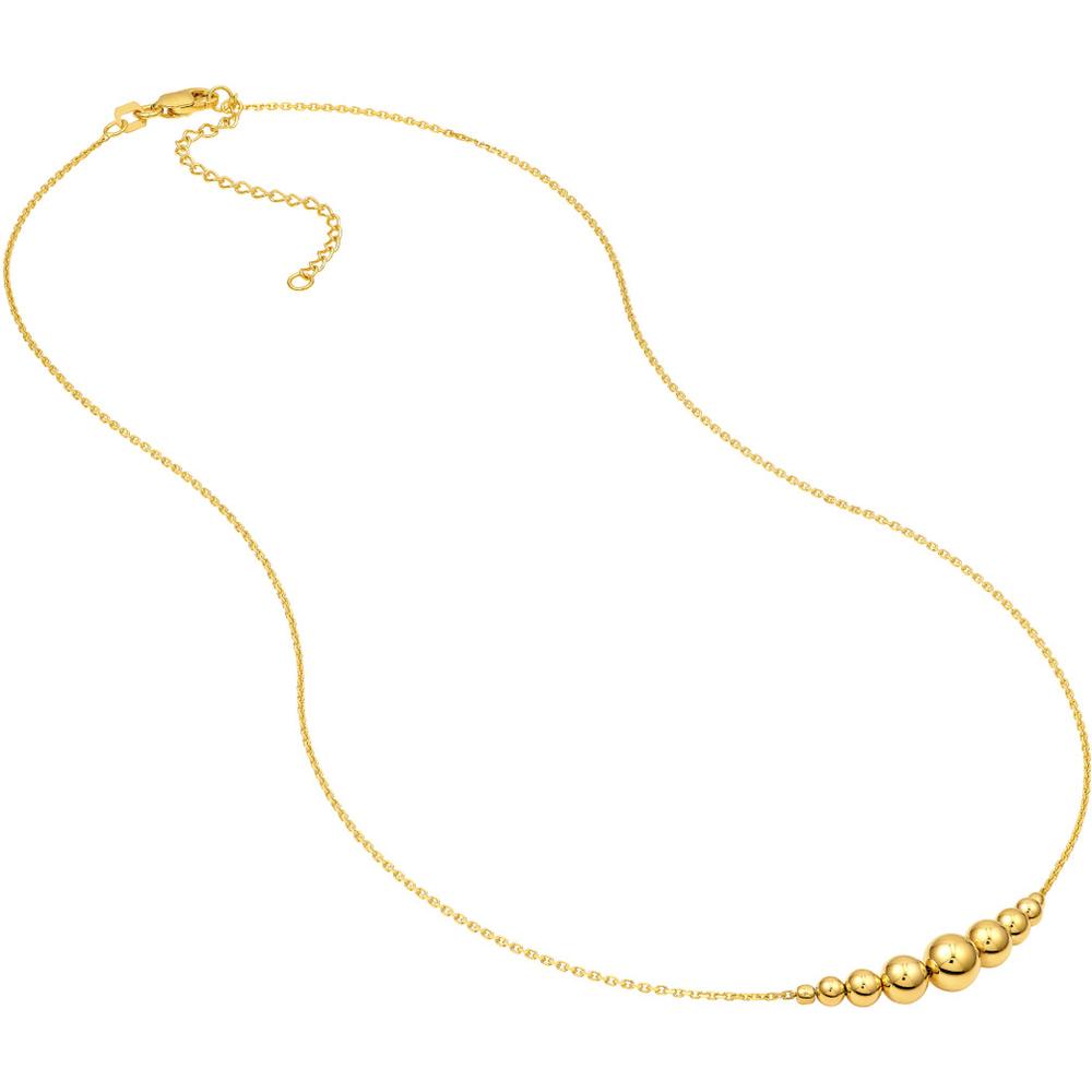 Olas d'Oro - 14K Yellow Gold Graduated Bead Necklace with Lobster Lock - 3.24g