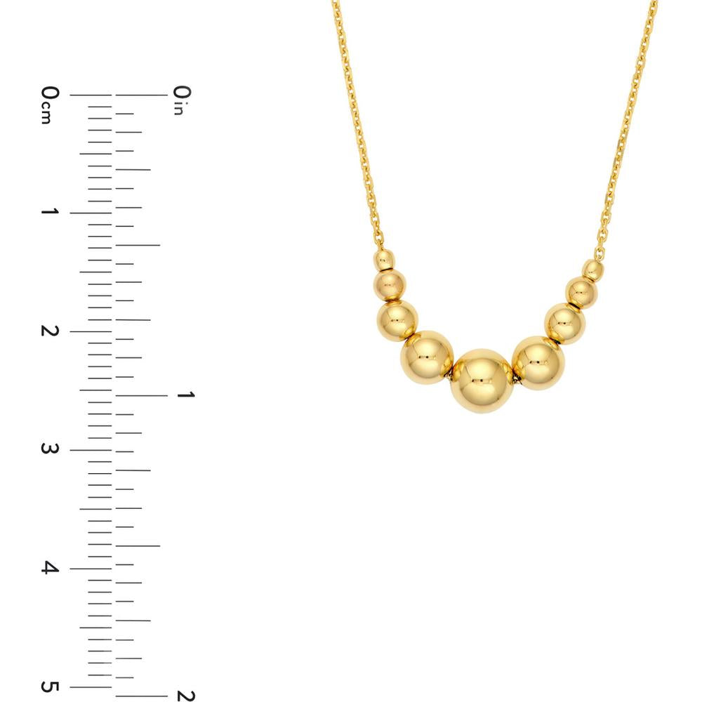 Olas d'Oro - 14K Yellow Gold Graduated Bead Necklace with Lobster Lock - 3.24g