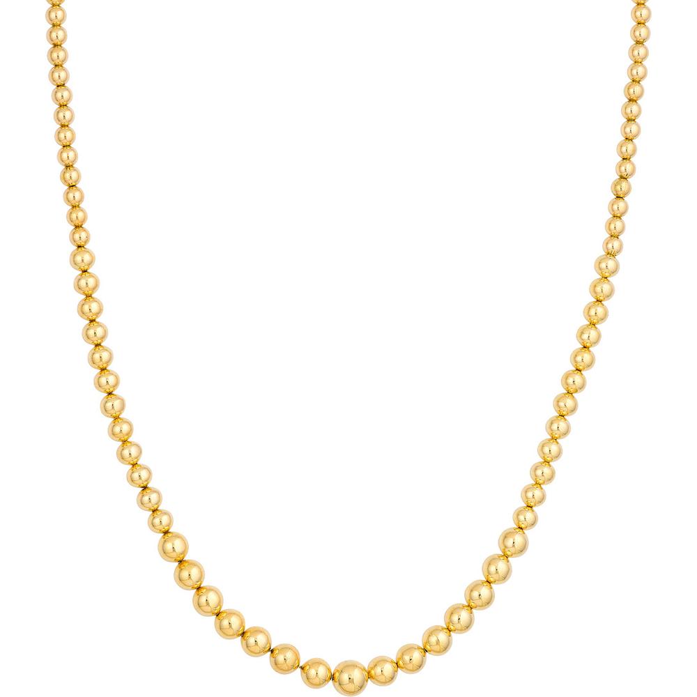 Olas d'Oro - 14K Yellow Gold Graduated Beaded Chain Necklace 17-18 Adjustable Length