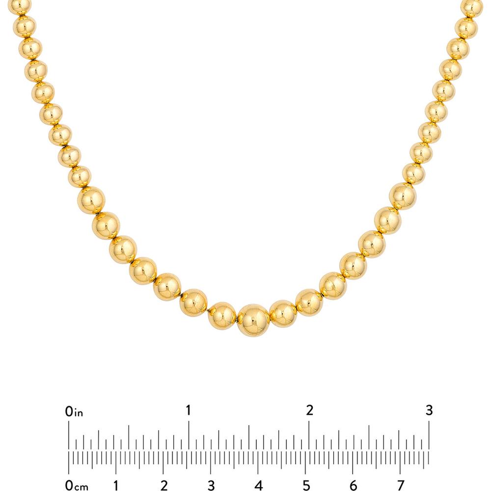 Olas d'Oro - 14K Yellow Gold Graduated Beaded Chain Necklace 17-18 Adjustable Length