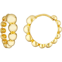 Olas d'Oro - 14K Yellow Gold Graduated Beaded Hoop Earrings - 2.50g
