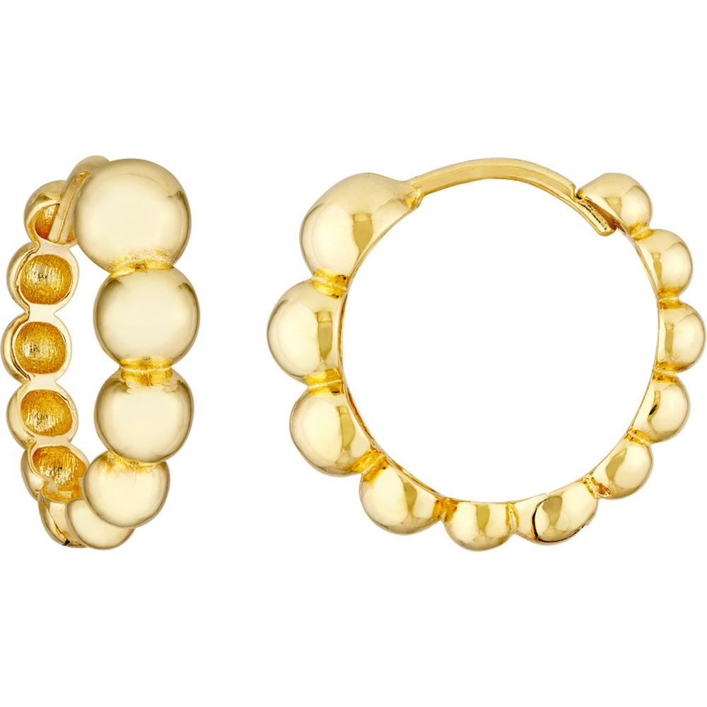 Olas d'Oro - 14K Yellow Gold Graduated Beaded Hoop Earrings - 2.50g