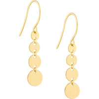Olas d'Oro - 14K Yellow Gold Graduated Disc Dangle Earrings - Boho Chic Style