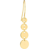 Olas d'Oro - 14K Yellow Gold Graduated Disc Dangle Earrings - Boho Chic Style