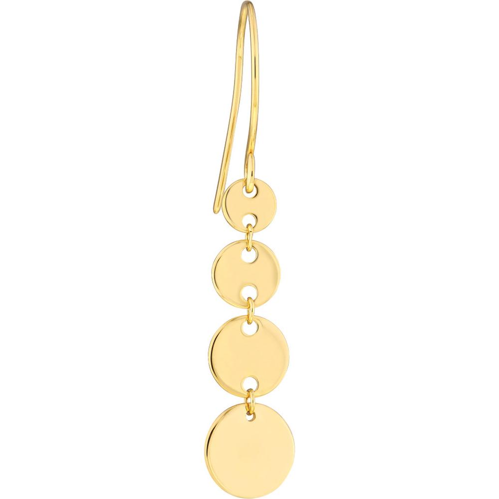 Olas d'Oro - 14K Yellow Gold Graduated Disc Dangle Earrings - Boho Chic Style