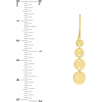 Olas d'Oro - 14K Yellow Gold Graduated Disc Dangle Earrings - Boho Chic Style
