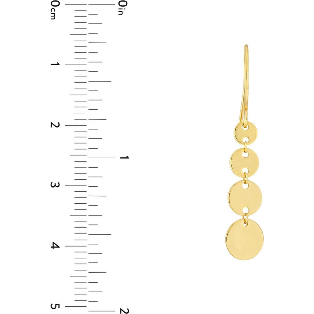 Olas d'Oro - 14K Yellow Gold Graduated Disc Dangle Earrings - Boho Chic Style
