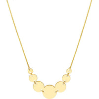 Olas d'Oro - 14K Yellow Gold Graduated Disc Station Adjustable Necklace - 3.28g